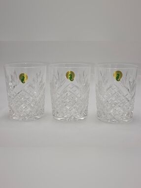 3pc Set Waterford Crystal Clear Cut-Glass Tumbler Set - Clear Made In Italy